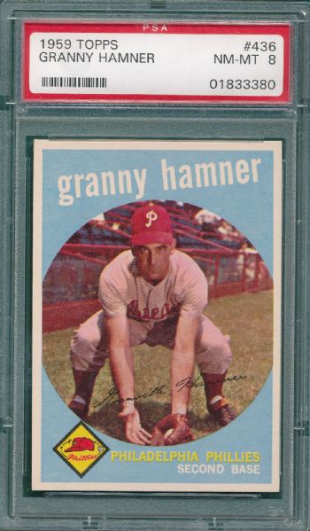 1959 Topps #436 Granny Hamner PSA 8