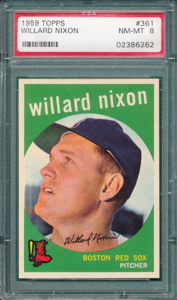 1959 Topps #361 Willard Nixon PSA 8