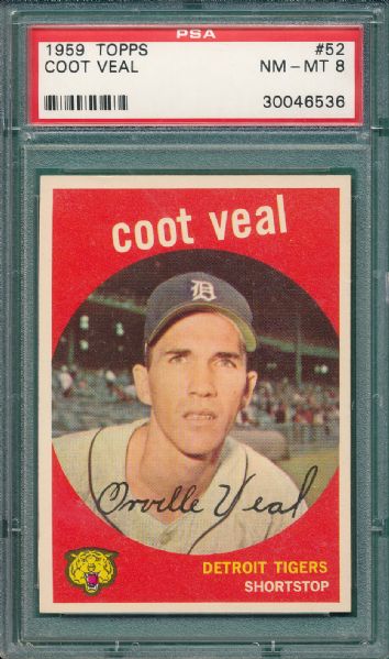 1959 Topps #52 Coot Veal PSA 8