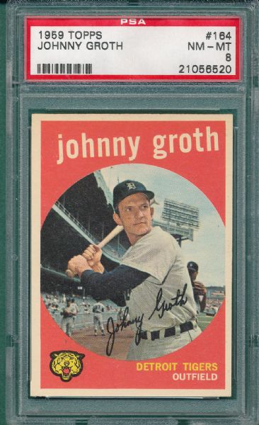 1959 Topps #164 Johnny Groth PSA 8