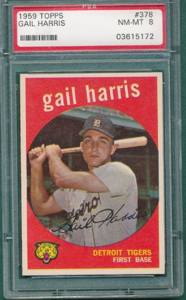 1959 Topps #378 Gail Harris PSA 8