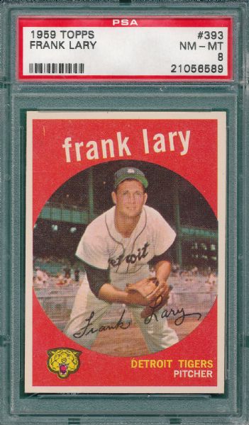 1959 Topps #393 Frank Lary PSA 8