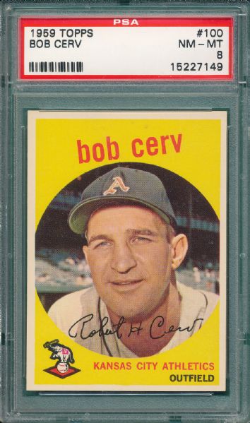 1959 Topps #100 Bob Cerv PSA 8