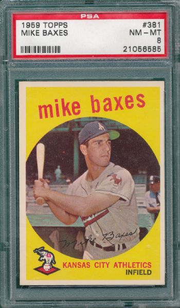 1959 Topps #381 Mike Baxes PSA 8