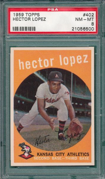 1959 Topps #402 Hector Lopez PSA 8