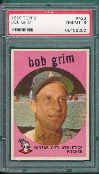 1959 Topps #423 Bob Grim PSA 8