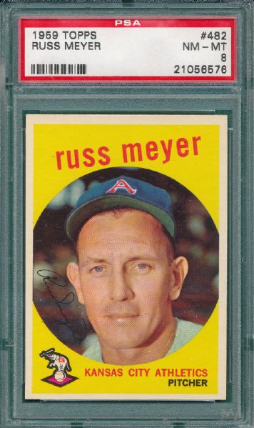 1959 Topps #482 Russ Meyer PSA 8