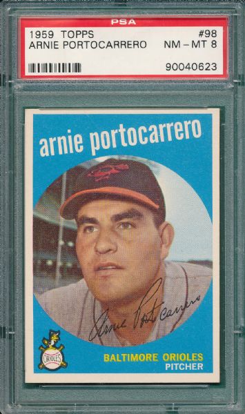 1959 Topps #98 Arnie Portocarrero PSA 8