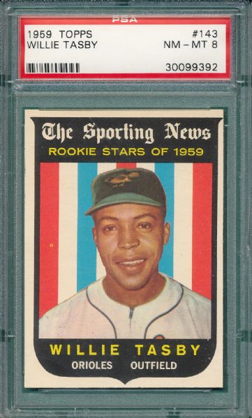 1959 Topps #143 Willie Tasby PSA 8