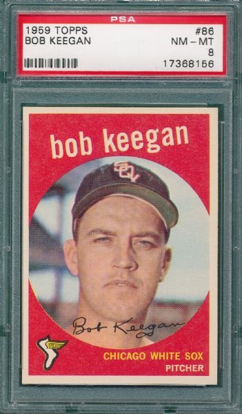 1959 Topps #86 Bob Keegan PSA 8