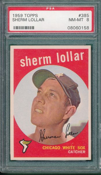 1959 Topps #385 Sherm Lollar PSA 8