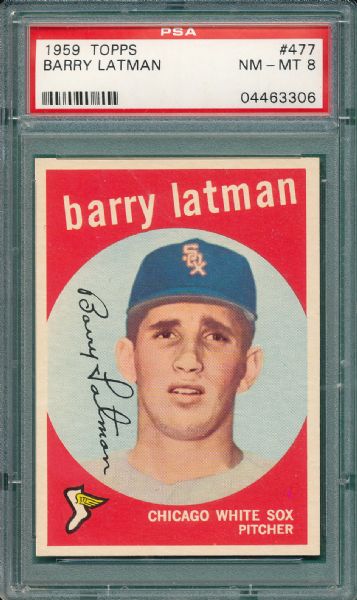 1959 Topps #477 Barry Latman PSA 8