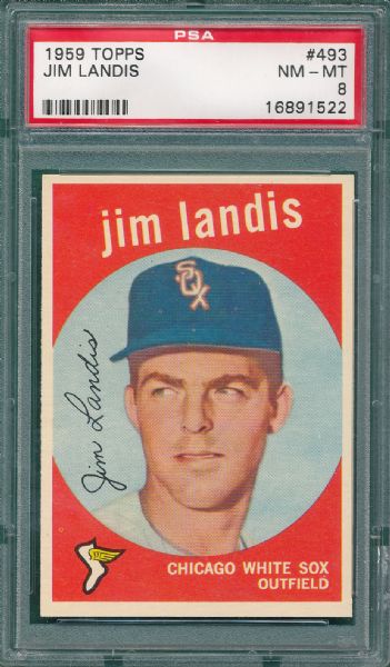 1959 Topps #493 Jim Landis PSA 8