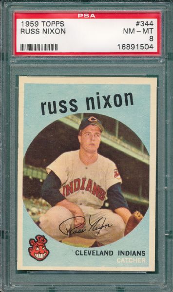 1959 Topps #344 Russ Nixon PSA 8