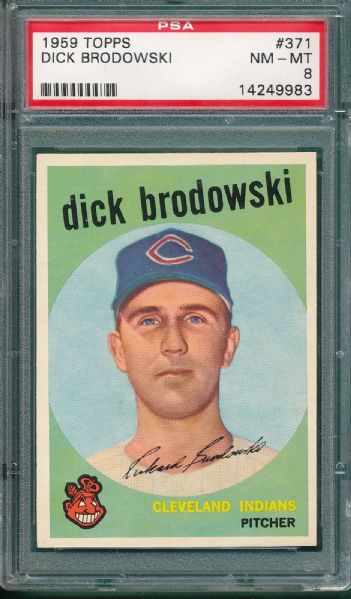 1959 Topps #371 Dick Brodowski PSA 8