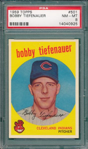 1959 Topps #501 Bobby Tiefenauer PSA 8