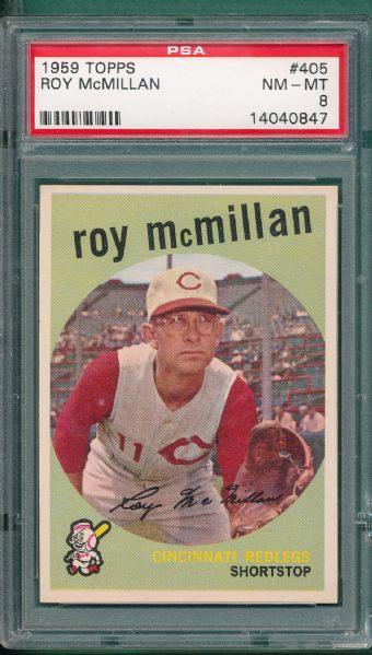 1959 Topps #405 Roy McMillan PSA 8