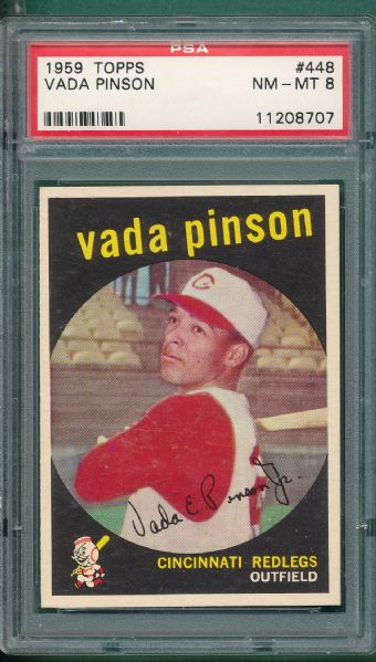 1959 Topps #448 Vada Pinson PSA 8