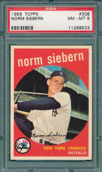 1959 Topps #308 Norm Siebern PSA 8