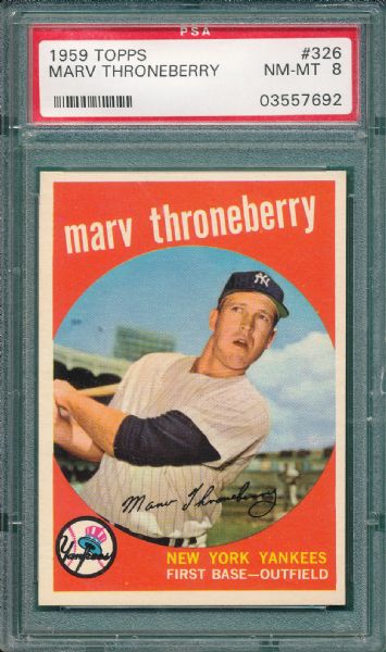 1959 Topps #326 Marv Throneberry PSA 8