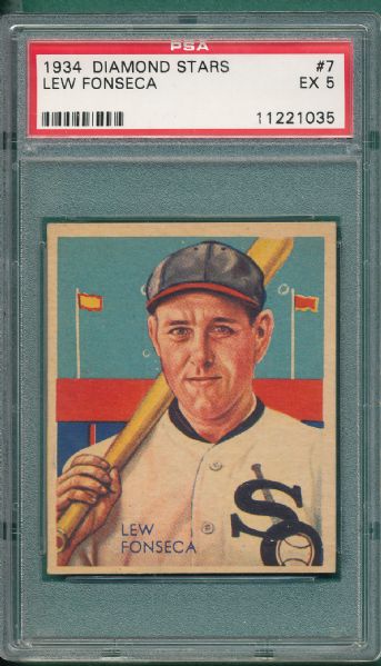 1934 Diamond Stars #7 Lew Fonseca PSA 5