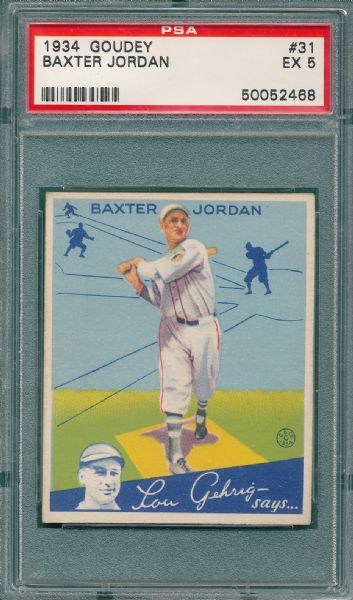 1934 Goudey #31 Baxter Jordan PSA 5