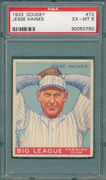 1933 Goudey #73 Jesse Haines PSA 6