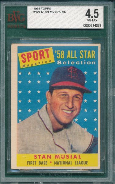 1958 Topps #476 Stan Musial AS BVG 4.5