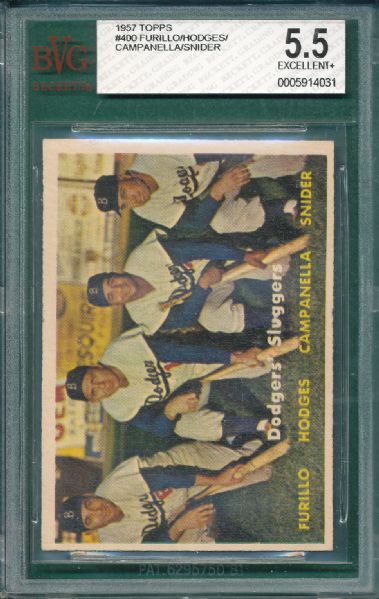 1957 Topps #400 Dodgers Sluggers BVG 5.5 W/Campanella, Snider