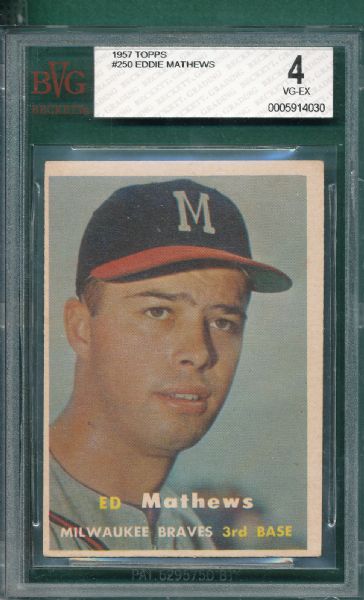 1957 Topps #7 Aparicio & #250 Mathews (2) Card Lot SGC & BVG