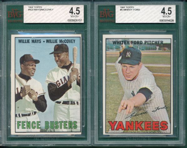 1967 Topps Lot of (6) W/Mays, McCovey SGC & BVG