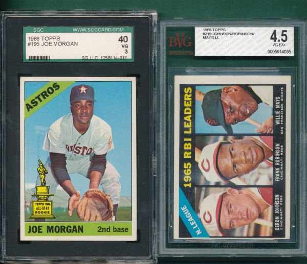 1966 Topps Lot of HOFers (4) W/Gibson SGC & BVG