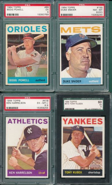 1964 Topps Lot of (6) W/Snider SGC, PSA & BVG