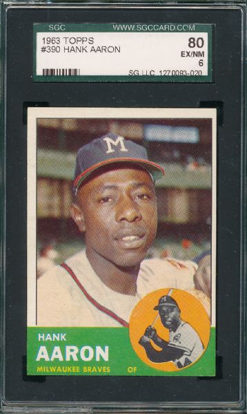 1963 Topps #390 Hank Aaron SGC 80