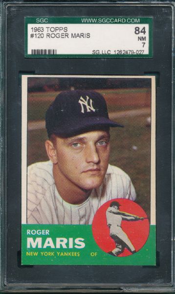 1963 Topps #120 Roger Maris SGC 84