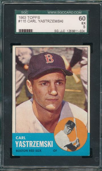 1963 Topps (2) Card HOFer Lot #115 Yastrzemski & #275 Mathews SGC