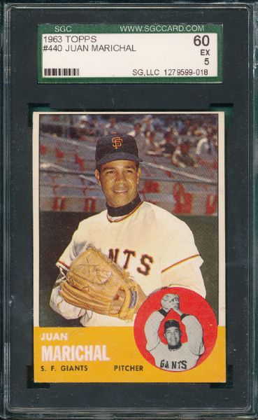 1963 Topps (2) Card HOFer Lot #440 Marichal & #550 Snider, Hi #, SGC 60