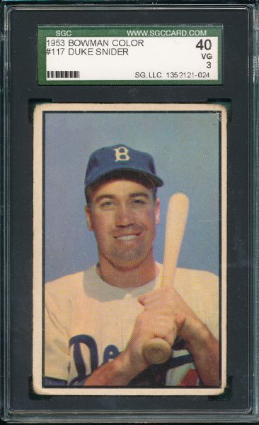 1953 Bowman Color #117 Duke Snider SGC 40