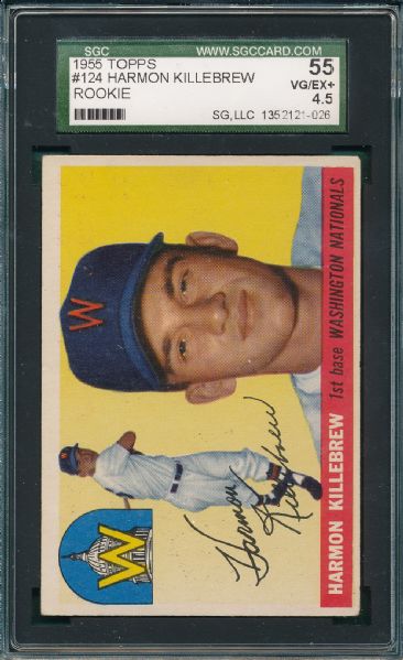 1955 Topps #124 Harmon Killebrew SGC 55 *Rookie*