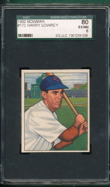 1950 Bowman #172 Harry Lowrey SGC 80