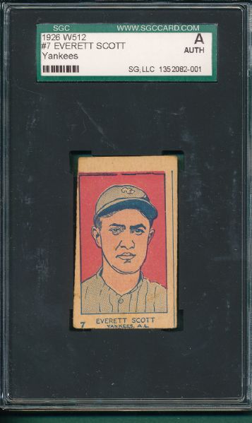 1921 W512 Everett Scott SGC Authentic