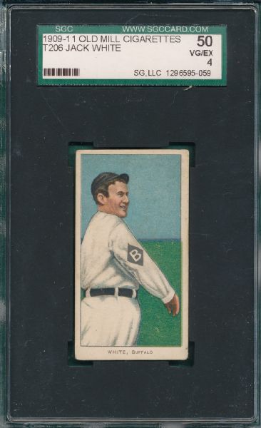 1909-1911 T206 White, Jack, Old Mill Cigarettes SGC 50