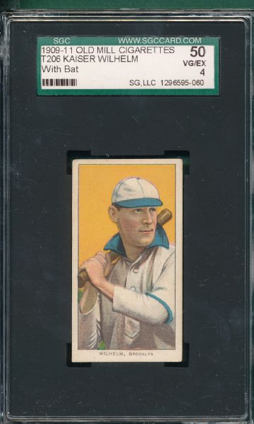 1909-1911 T206 Wilhelm, Batting, Old Mill Cigarettes SGC 50