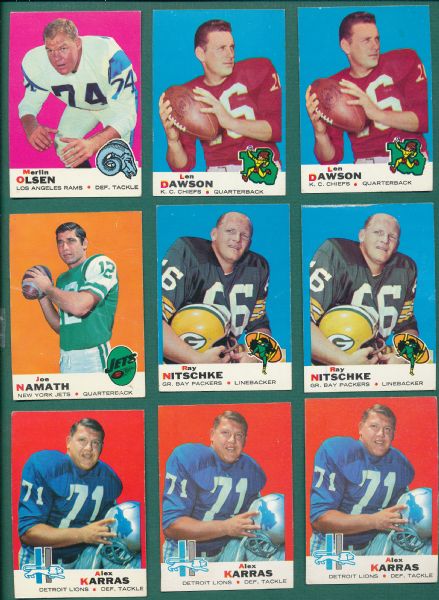 1969 Topps FB (198) Card Lot W/ Namath