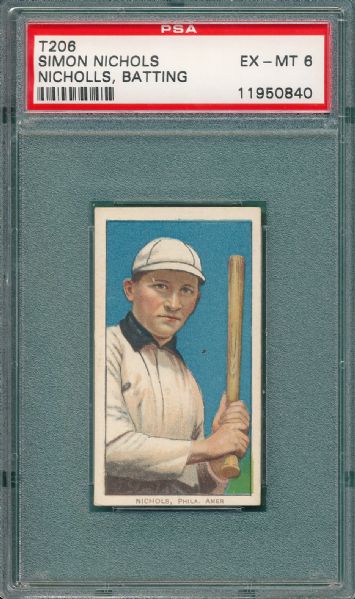 1909-1911 T206 Nichols, Batting, Sweet Caporal Cigarettes PSA 6