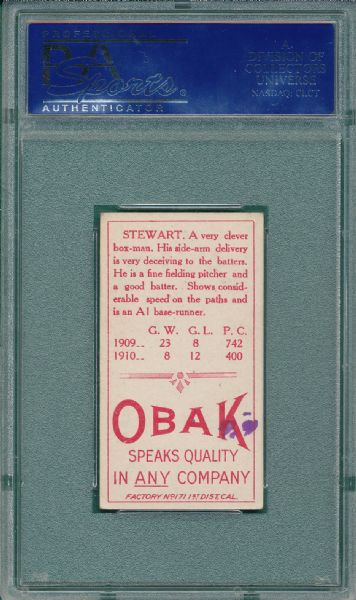 1911 T212-3 Stewart Obak Cigarettes PSA 5 (MK) *Stamped*