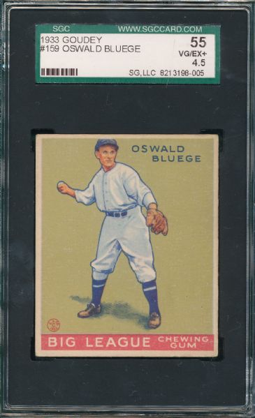 1933 Goudey #159 Oswald Bluege SGC 55