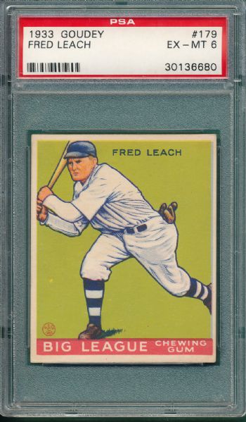 1933 Goudey #179 Fred Leach PSA 6