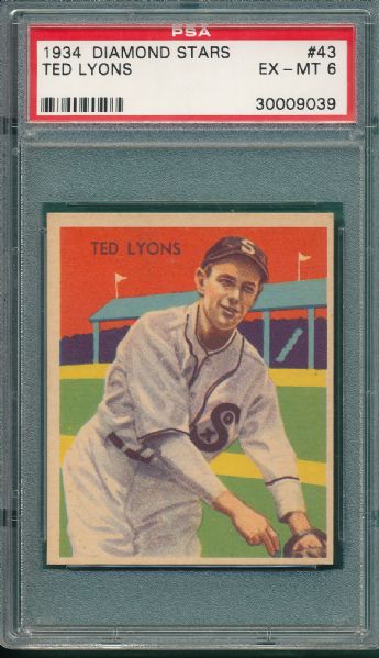 1934-36 Diamond Stars #43 Ted Lyons PSA 6