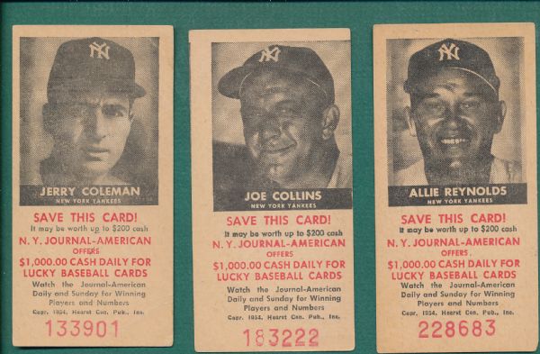 1954 NY Journal-American Yankees Lot of (3)